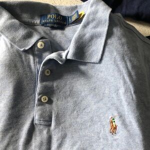 Ralph Lauren Light Blue Custom Slim Fit Polo with Embroidered Logo